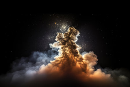 a star being born, with a view of the dust and gas cloud that gave rise to it, created with generative aiの素材