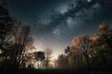 a cluster of stars, each with its own unique light and story, shining in the night sky, created with generative aiの素材