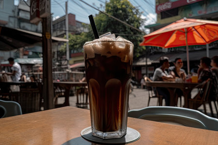 brutally hot day, with refreshing soft drink and milkshake to cool down, created with generative aiの素材