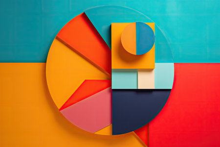 minimalist composition with vibrant colors and a hint of geometric shapes, created with generative aiの素材