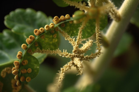 close-up of gmo plant, with intricate detailing, created with generative aiの素材