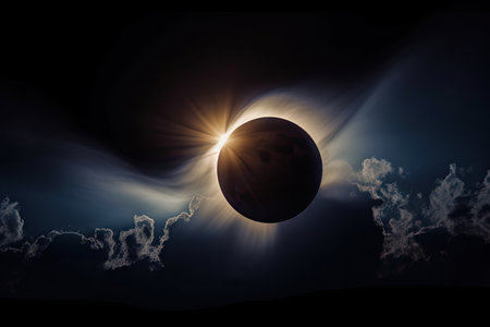 majestic galaxy with swirling nebula and starry night sky background, created with generative aiの素材