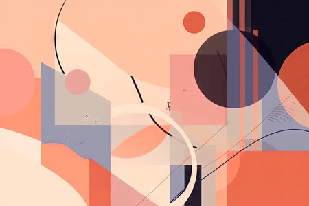 minimalist composition with abstract shapes, lines and colors, created with generative aiの素材