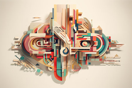 abstract geometric typography with hidden messages, created with generative aiの素材