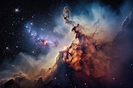 a close-up of a galaxy with stars and nebulae in the foreground, created with generative aiの素材