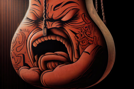 close-up of a punch bag, with each hit making a loud thud, created with generative aiの素材