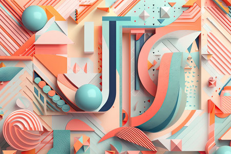 geometric typography and letterforms on geometric background, created with generative aiの素材