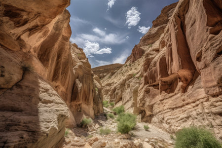 gorgeous canyon with natural rock formations towering overhead, created with generative aiの素材