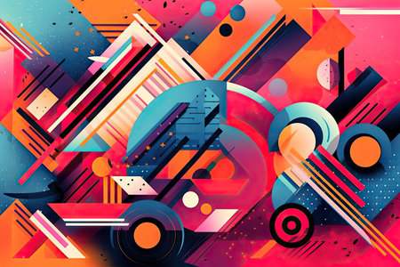 geometric typography and letterforms on pop art background, created with generative aiの素材