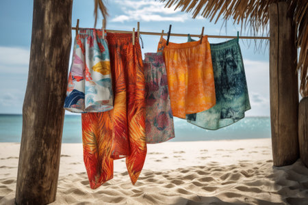 mix & match of vibrant prints, styles and textures for beachwear, created with generative aiの素材