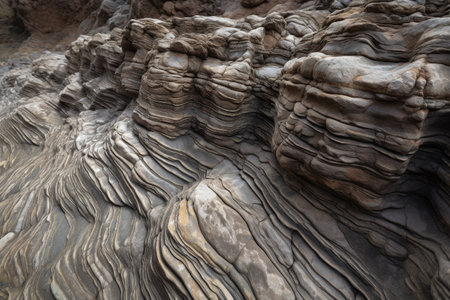 close-up of natural rock formation, with intricate textures and patterns visible, created with generative aiの素材