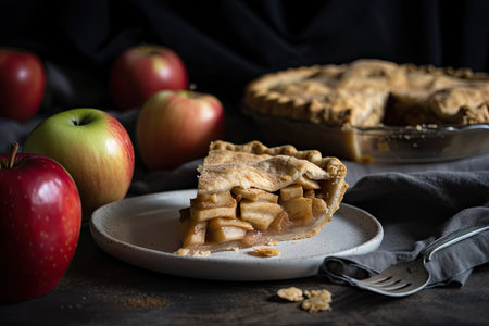 gluten-free and vegan apple pie, topped with a flaky crust and sweet cinnamon flavor, created with generative aiの素材