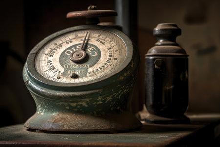 old weight on a scale, with the number clearly visible, created with generative aiの素材