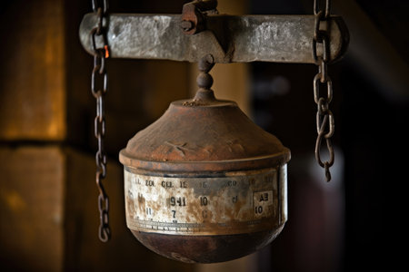 old weight hanging on a scale, showing its true value, created with generative aiの素材