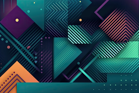 abstract geometric composition with gradients, textures and patterns, created with generative aiの素材