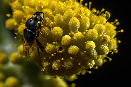close-up of pollen-covered stem, created with generative aiの素材