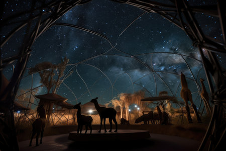 a starry night sky, with a view of the cosmic zoo and its inhabitants, created with generative aiの素材