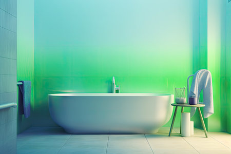 refreshing green and blue color palette with gradients for bathroom or spa, created with generative aiの素材