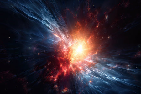 a star, bursting into existence in a brilliant flash of light, created with generative aiの素材