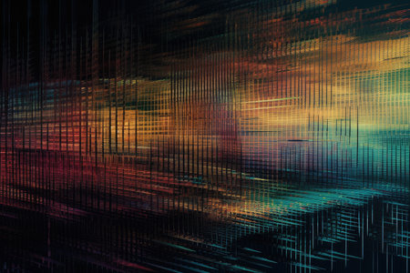 close-up of digital glitch, with individual pixels and lines visible, created with generative aiの素材