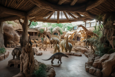 a zoo with a variety of exotic creatures, including dragons and unicorns, created with generative aiの素材
