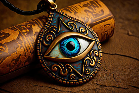 evil eye amulet, symbol of protection and good fortune, created with generative aiの素材