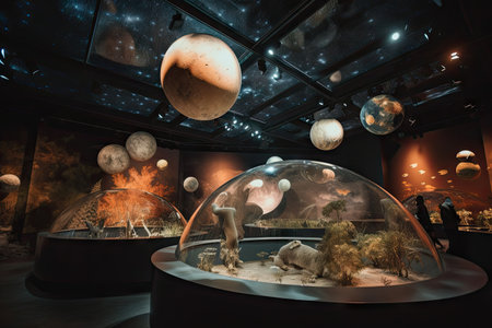 a zoo exhibit, with animals of different planets and star systems, created with generative aiの素材