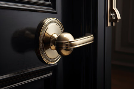 classic door handle, with simple and sleek design, that adds instant classic charm, created with generative aiの素材