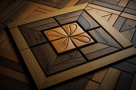 wood floor tiles made of natural durable hardwood, created with generative aiの素材