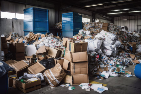 business, with many different types of recyclables being sorted and prepared for reuse, created with generative aiの素材