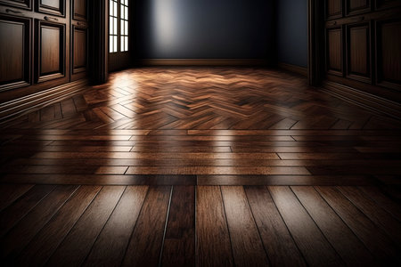 nice dark wood floor with bright solid hardwood floor pattern, created with generative aiの素材