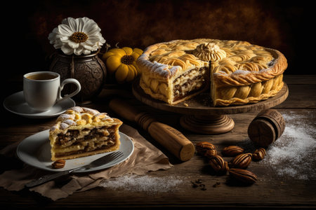 traditional homemade cake cookies and pastries tyrolean pie, created with generative aiの素材