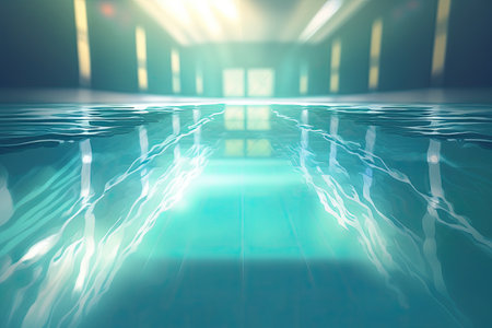 swimming pool underwater with blurred swimming pool and background, created with generative aiの素材