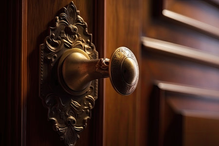 door handle with the keyhole, symbolizing the entrance to a new adventure, created with generative aiの素材