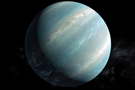 close-up of exoplanet, with visible clouds and weather patterns, created with generative aiの素材
