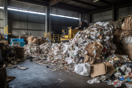 business, with many different types of recyclables being sorted and prepared for reuse, created with generative aiの素材