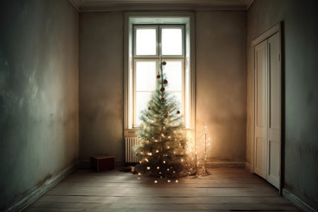 a small room with a simple, but elegant tree, created with generative aiの素材