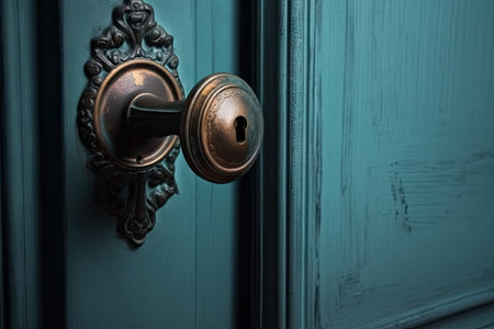 door handle with the keyhole, symbolizing the entrance to a new adventure, created with generative aiの素材