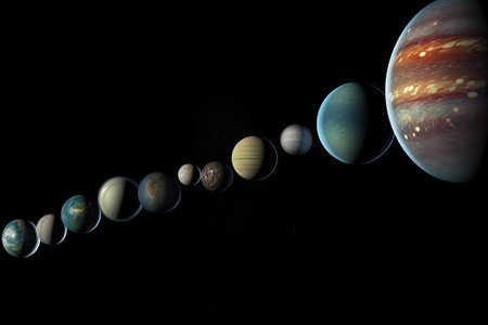 parade of exoplanets, each with their own unique characteristics and features, created with generative aiの素材