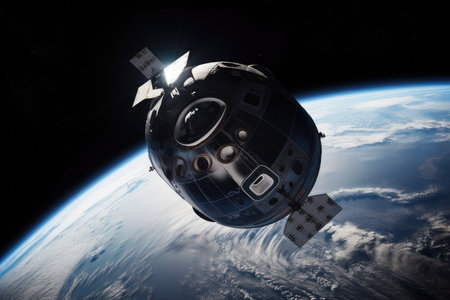 space travel, with the earth visible in the background, created with generative aiの素材