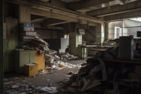 factory, where various kinds of recyclables are sorted and prepared for their new lives, created with generative aiの素材