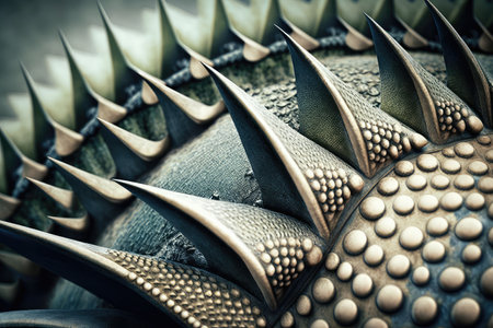 close-up of stegosaurus skin, with visible scales and bumps, created with generative aiの素材