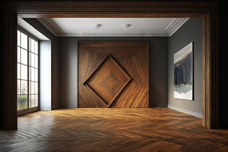 beautiful brown wood texture in room with hardwood floor, created with generative aiの素材