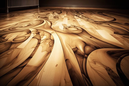 beautiful varnished wood flooring with beige tone, created with generative aiの素材