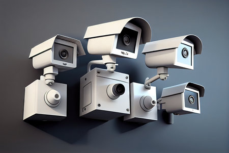 security camera system with multiple views, allowing for different angles and perspectives, created with generative aiの素材