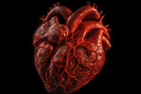 stem cells being used to rebuild damaged heart muscle, with the goal of treating heart disease, created with generative aiの素材