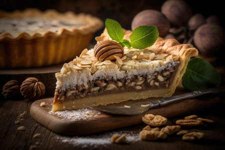 traditional desserts from austria delicious tyrolean pie with nuts, created with generative aiの素材