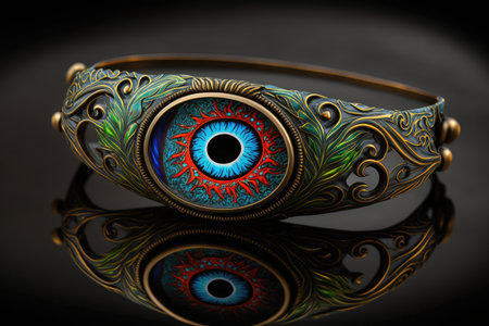 evil eye bracelet, with intricate and colorful design, created with generative aiの素材