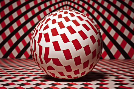 creative optical illusion of a ball in motion, with the pattern changing and moving as the viewers perspective shifts, created with generative aiの素材