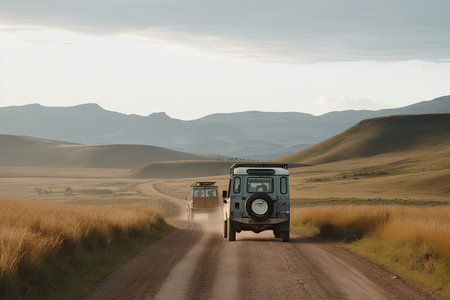 freedom of the open road and endless possibilities for adventure, inspiration and discovery, created with generative aiの素材